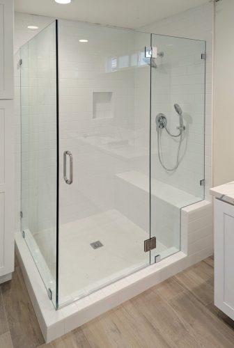 90 Degree Shower with Chrome Hardware with Clear Glass