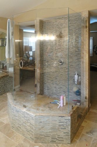 Five Sided Custom Shower Enclosure with a Bench