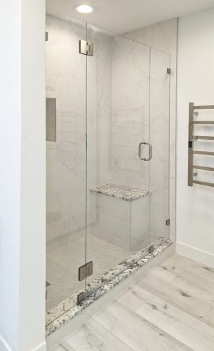 Inline Glass Shower Doors with Low Iron Glass and Brushed Nickel Hardware