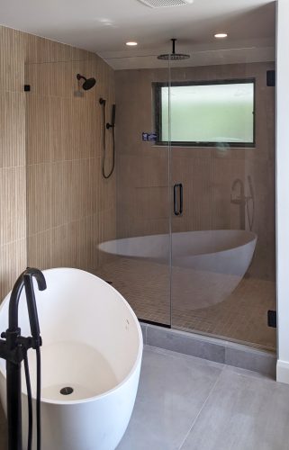 Inline Glass Shower Doors with Matte Black Hardware
