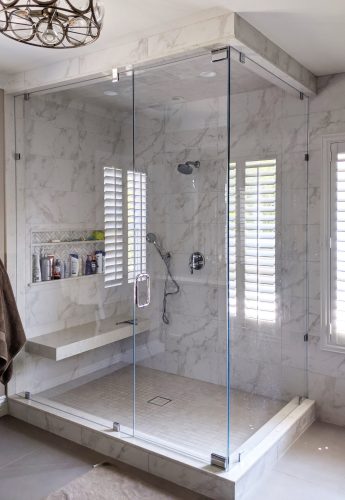 Luxury 90 Degree Shower Room with Chrome Hardware